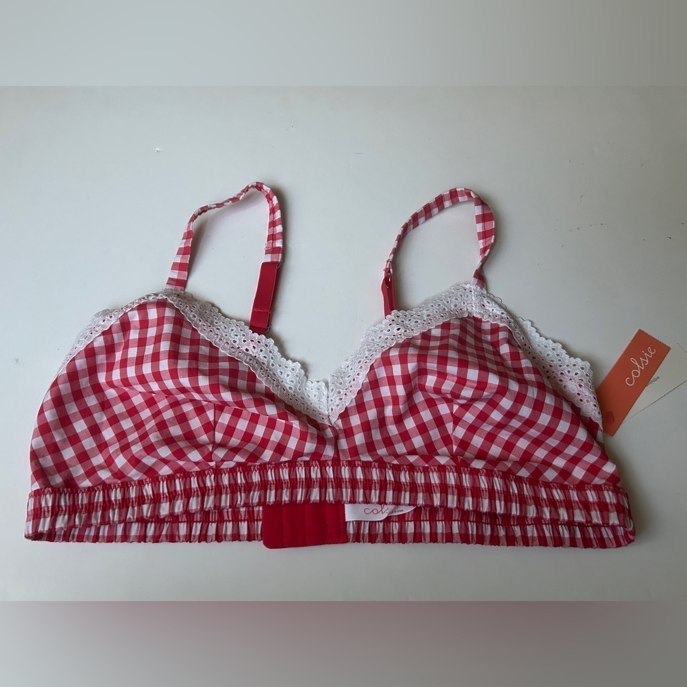 Colsie Women’s Red and White Gingham Check Bralette L